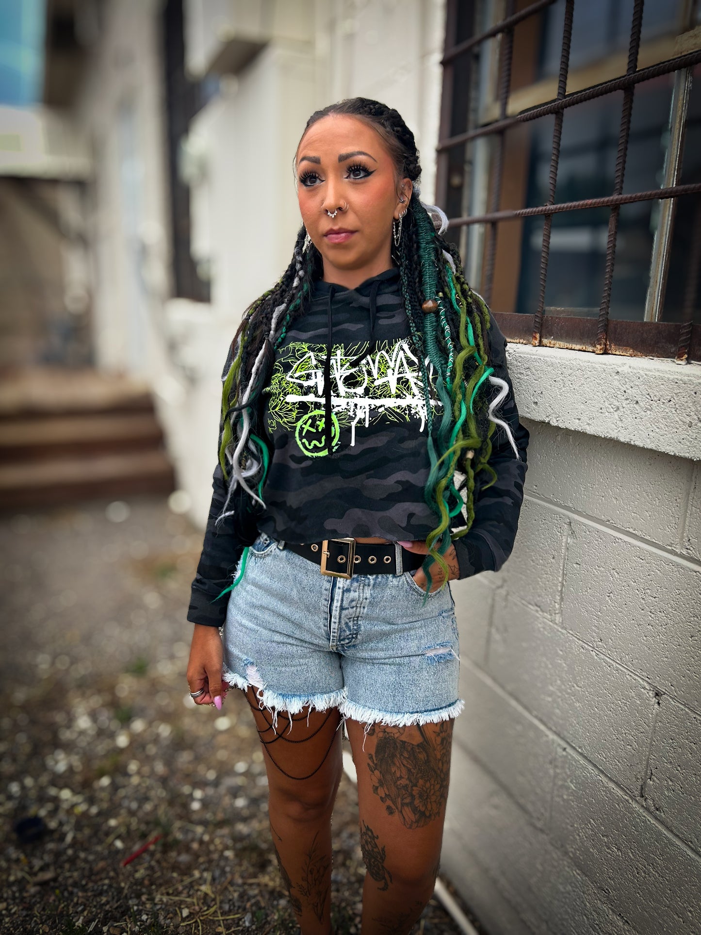 Floral Cropped Hooded Sweatshirt - Gateway Apparel Co.