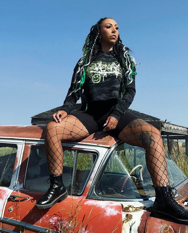 Floral Cropped Hooded Sweatshirt - Gateway Apparel Co.