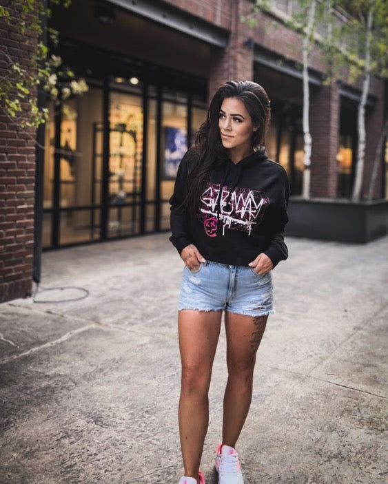 Floral Cropped Hooded Sweatshirt - Gateway Apparel Co.
