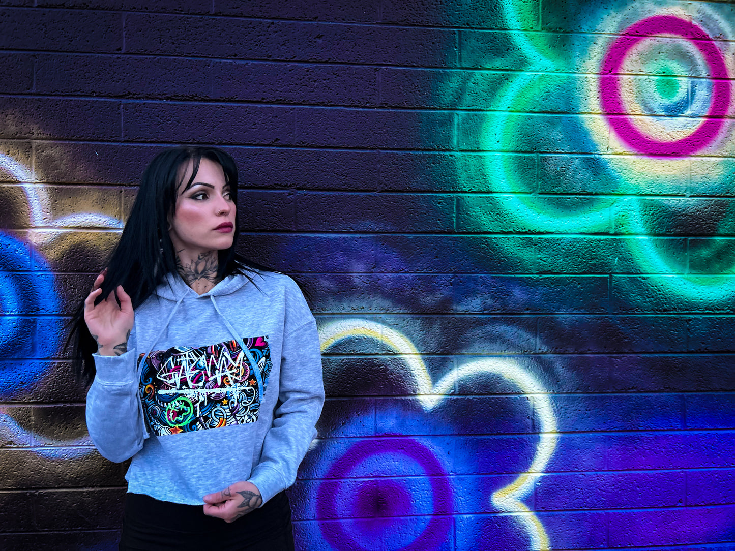 Graffiti Cropped Hoodie - Gateway Apparel Co.