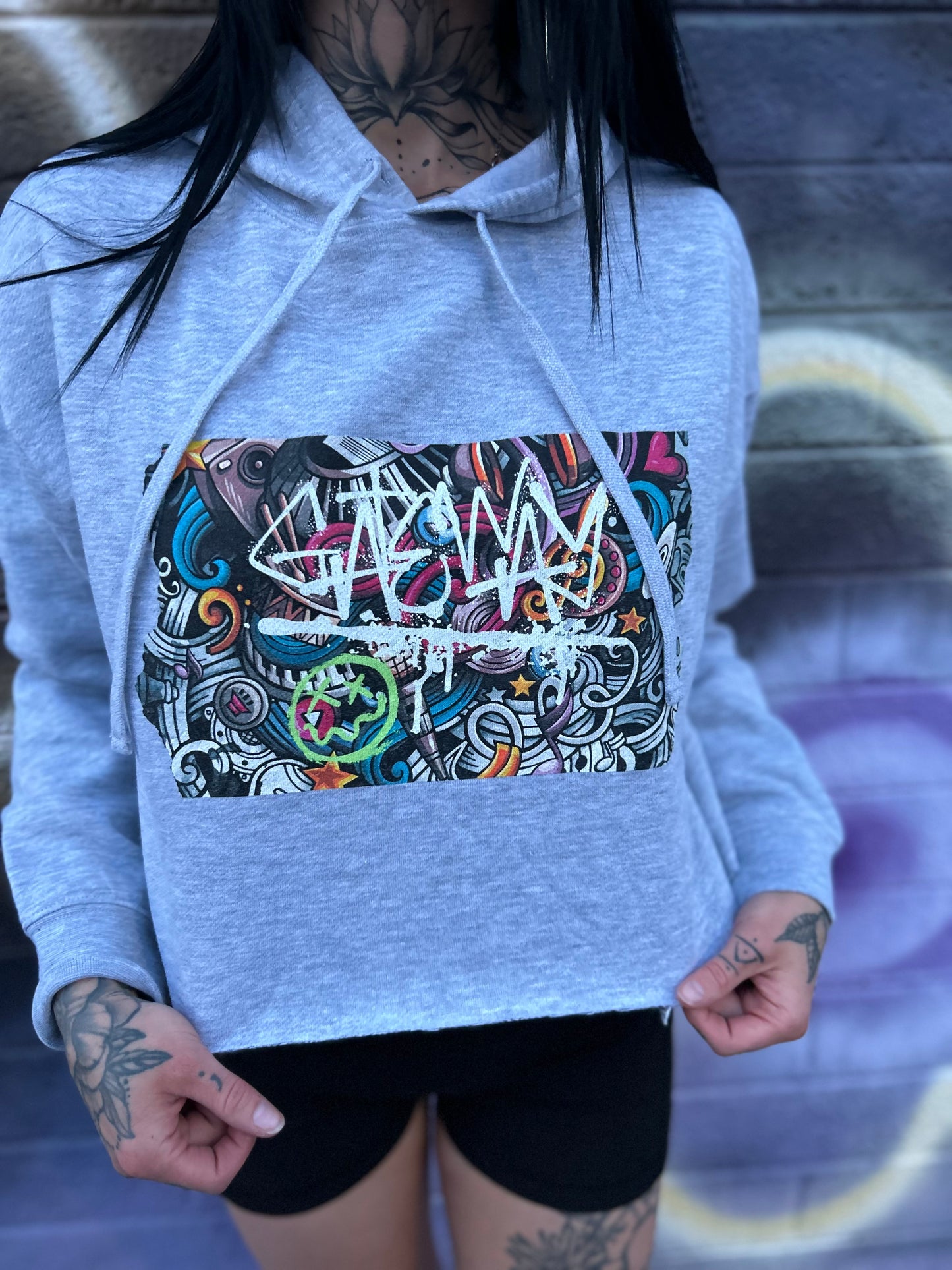Graffiti Cropped Hoodie - Gateway Apparel Co.