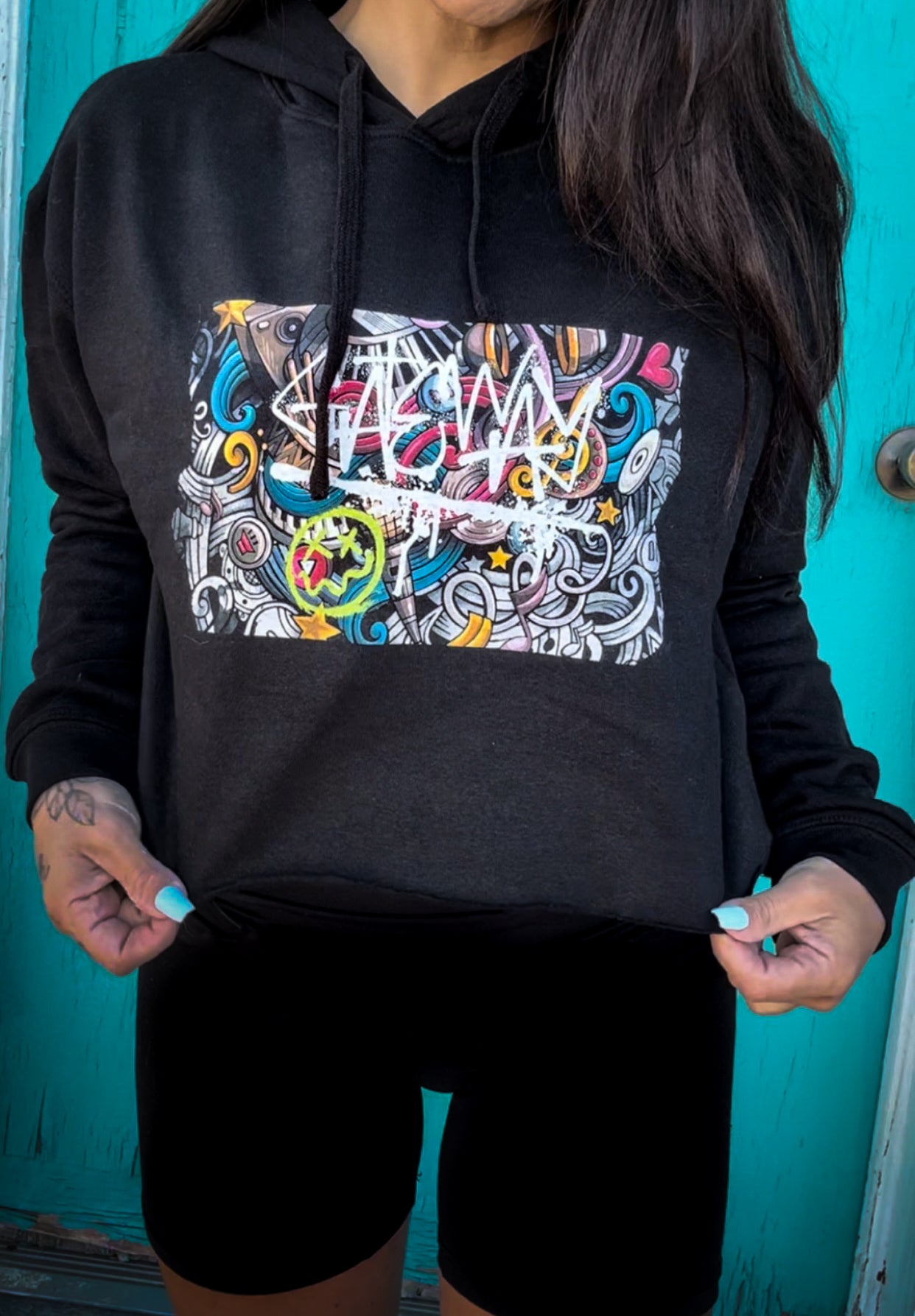 Graffiti Cropped Hoodie - Gateway Apparel Co.