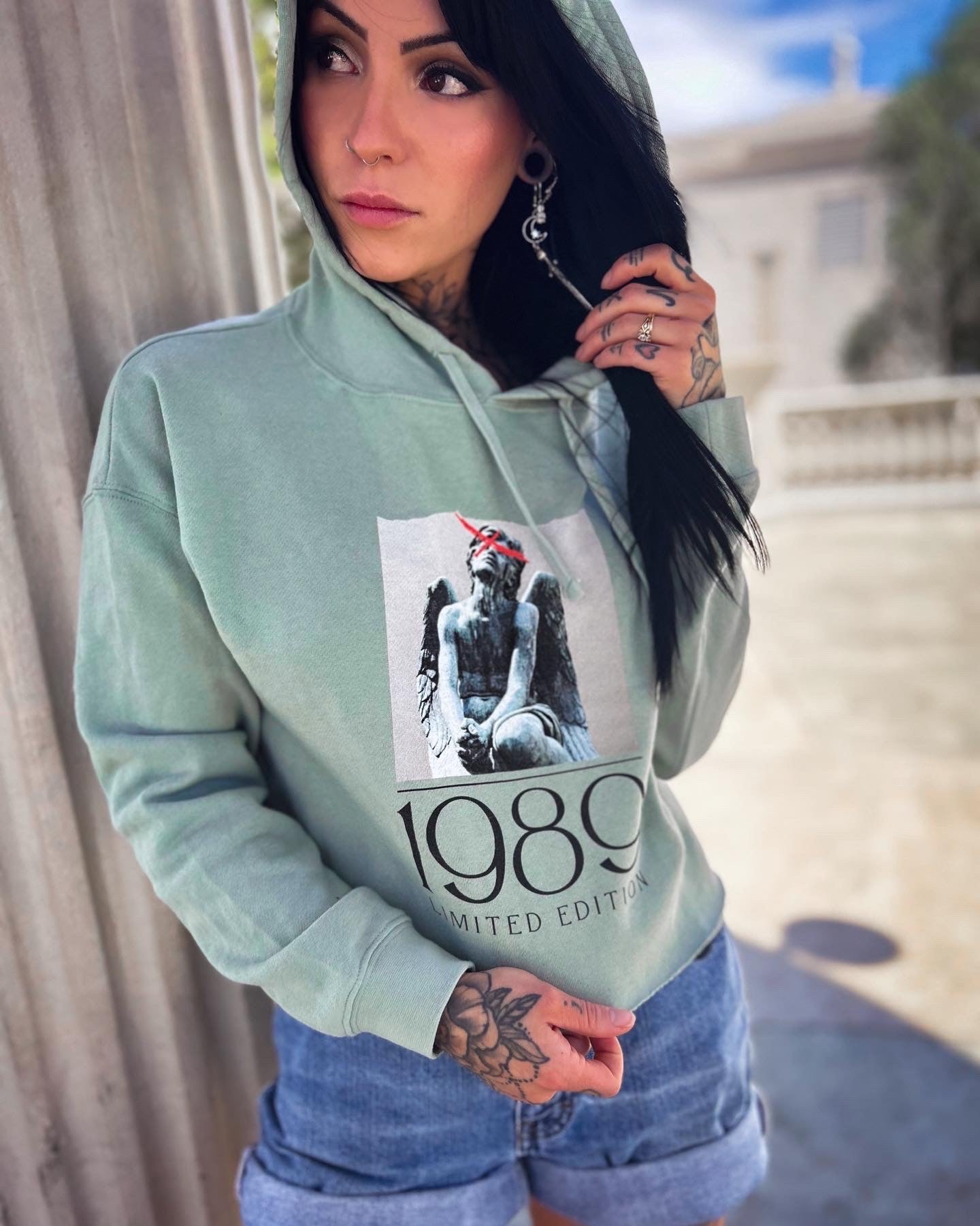 1989 Angel Cropped Hooded Sweatshirt - Gateway Apparel Co.