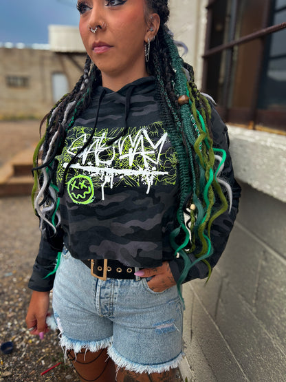 Floral Cropped Hooded Sweatshirt - Gateway Apparel Co.