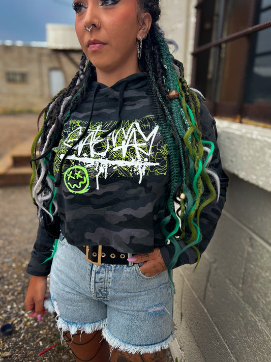 Floral Cropped Hooded Sweatshirt - Gateway Apparel Co.