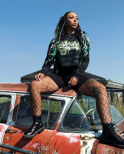 Floral Cropped Hooded Sweatshirt - Gateway Apparel Co.